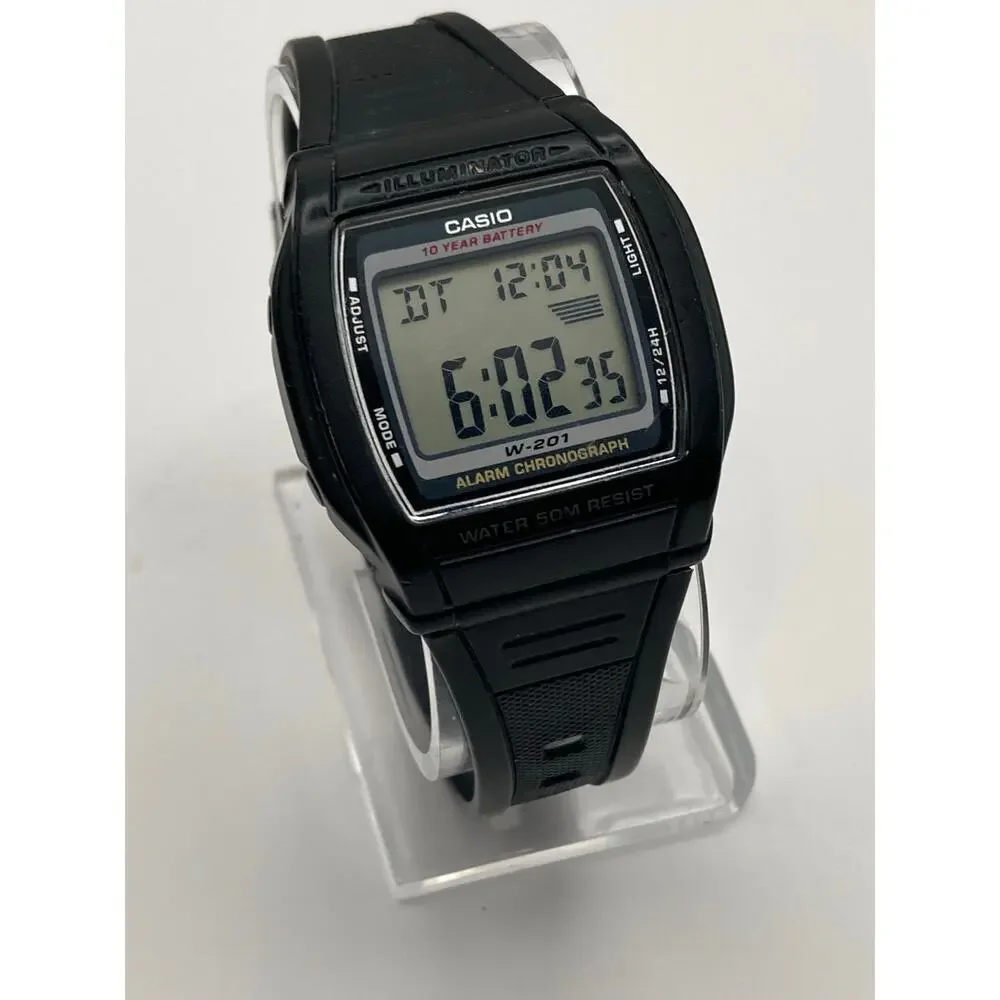 Casio Illuminator W-201 Men's Multifunction Watch 36mm - New Battery Alarm WR